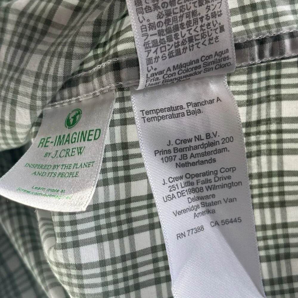 J.Crew Slim Untucked Flex Washed‎ Plaid Shirt Mens Large Preppy Office Business